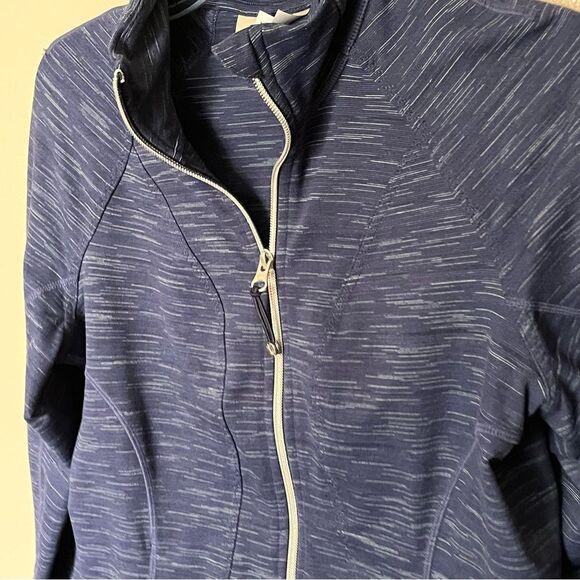 Athleta Blue Striated Hope Zip Front Jacket with Thumb Holes Size Medium - Picture 5 of 12